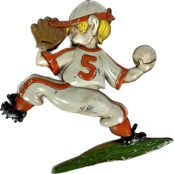 Vintage 1970 Sexton Set Of 3 Baseball Little League Sport Metal Kids Wall Decor - Picture 3 of 7